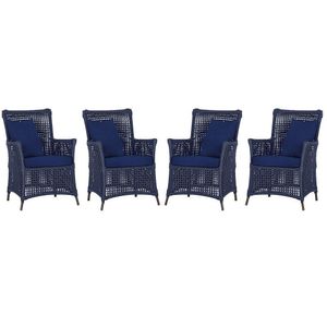 4 Poltronas Igapó Alumínio Pintura Marrom Corda Náutica E10 Azul