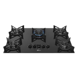 Cooktop Fit Line Fischer 5 Bocas Vidro Preto Chama Rápida Bivolt 36325-102672