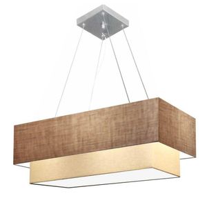 Pendente Retangular Palha E Bege Mj-4138