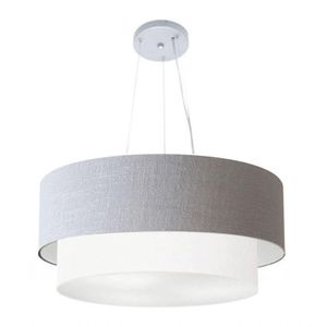Lustre Duplo Cilíndrico Md-4082 60x50cm Bivolt Cinza Branco