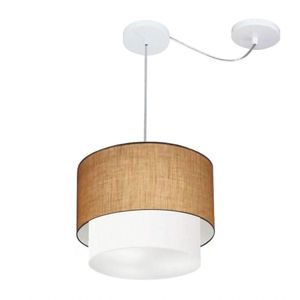 Pendente Duplo Cilíndrico Com Desvio De Centro Vivare Md-4358 Cúpula Em Tecido 30x25cm
