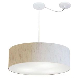 Lustre Pendente Cilíndrico Desvio de Centro 50x15 Linho Bege