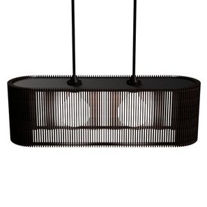 Luminária Pendente Veneza Modelo Ripado Preta