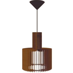 Luminária Teto Tipo Pendente Moscou Mdf Completa - Cor:marrom