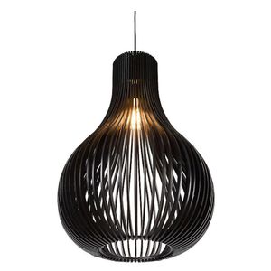 Luminária Teto Tipo Pendente Madri Mdf Completa - Cor:preta