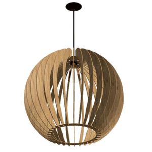 Luminária Teto Tipo Pendente Cupula Mdf Completa - Cor:mdf Cru
