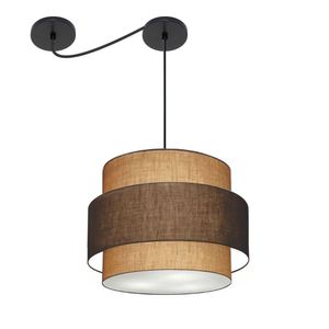 Lustre Sala De Jantar Com Desvio Vivare Md-4398 Cúpula Em Tecido 45cm Palha Café Palha 110V 220V