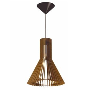 Luminária Teto Tipo Pendente Funil Mdf Completa - Cor:marrom
