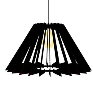 Luminária Teto Tipo Pendente Pirâmide Mdf Completa - Cor:preta