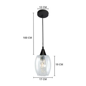 Lustre Pendente Taschibra Cristal Badih P Canelado E27 Transparente Bivolt Branco