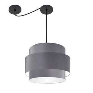 Lustre Sala De Jantar Com Desvio Vivare Md-4398 Cúpula Em Tecido 45cm Cinza escuro 110V 220V