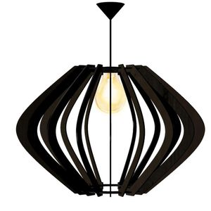 Luminária Teto Tipo Pendente Parentesis Mdf Completa - Cor:preta