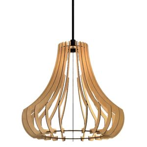 Luminária Teto Tipo Pendente Gancho Mdf Completa - Cor:mdf Cru
