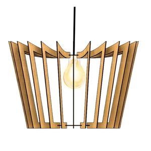 Luminária Teto Tipo Pendente Coroa Mdf Completa - Cor:mdf Cru