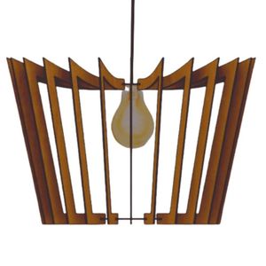 Luminária Teto Tipo Pendente Coroa Mdf Completa - Cor:mdf Marrom