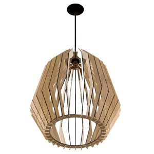 Luminária Teto Tipo Pendente Amazonas Mdf Completa - Cor:mdf Cru