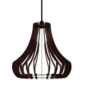 Luminária Teto Tipo Pendente Gancho Mdf Completa - Cor:marrom