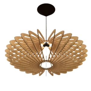 Luminária Teto Tipo Pendente Em Mdf Mercúrio Completa - Cor:marrom
