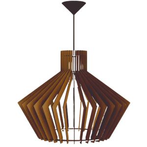 Luminária Teto Tipo Pendente Cristal Mdf Completa - Cor:mdf Marrom