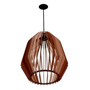 Luminária Teto Tipo Pendente Amazonas Mdf Completa - Cor:marrom