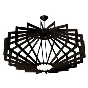 Luminária Teto Tipo Pendente Trapezio Mdf Completa - Cor:preta