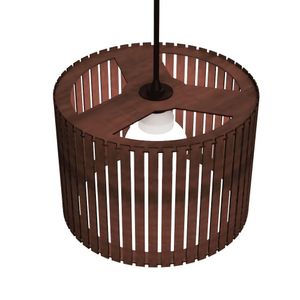 Luminária Pendente Sirius Modelo Ripado Marrom
