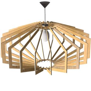 Luminária Teto Tipo Pendente Trapezio Mdf Completa - Cor:mdf Cru