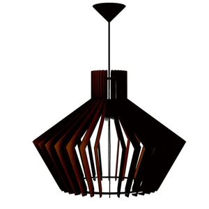 Luminária Teto Tipo Pendente Cristal Mdf Completa - Cor:preta