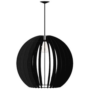 Luminária Teto Tipo Pendente Cupula Mdf Completa - Cor:preta