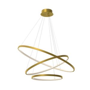 Lustre Pendente De Teto Led Orbital 3 Anéis Saturno Dourado