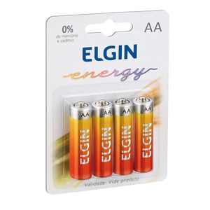 Pilha Zinco-carvao Elgin Aa 1.5v Blister Com 4 Unidades