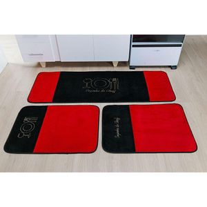 Kit Tapetes Cozinha Premium Talheres Vermelho Guga Tapetes