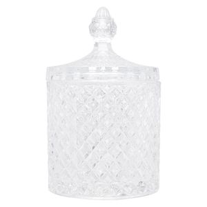 Potiche Decorativo De Cristal Com Tampa Litt 10,5cm X 10,5cm X 17,5cm