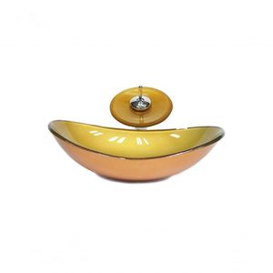 Cuba De Vidro Oval 47cm + Valvula + Torneira Cascata