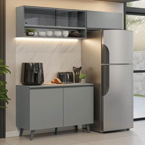 Armário De Cozinha Compacta 200cm Nice Madesa XA10 Cinza