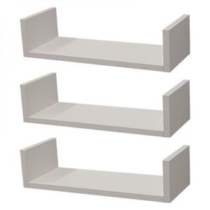 Kit 3 Prateleiras em U com Suporte Invisível 50X10cm Branca