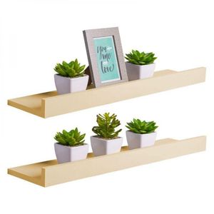 Kit 2 Prateleiras Porta Quadros 70 X 10cm Bege Claro