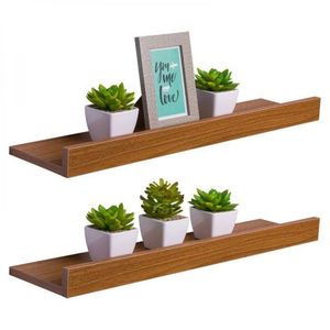 Kit 2 Prateleiras Porta Quadros 70 X 10cm Freijó Suporte Invisível
