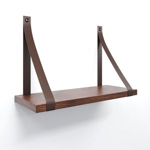 Prateleira Em Mdf Castanho 30x15cm Com Alça Cor Café