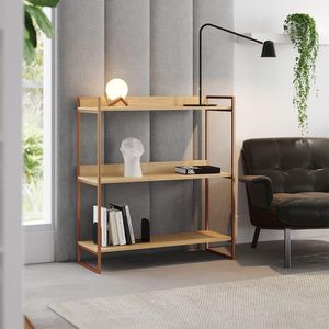 Aparador Industrial 3 Prateleiras Córdoba 95cm Cobre E Castanho - Cor: Marrom