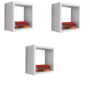 Kit 3 Nicho Decorativo 55X55X20 Cm Branco Em Mdf.