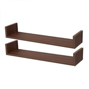Kit 2 Prateleiras U 100 x 25cm Nogal Suporte Invisível