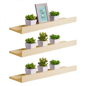 Kit 3 Prateleiras Porta Quadros 100 X 10cm Bege Claro