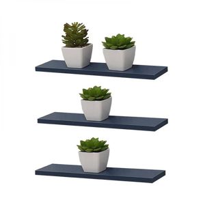 Kit 3 Prateleiras 70 X 20cm Azul Suporte Invisível