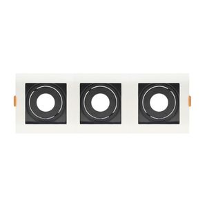 Spot De Embutir Quadrado Recuado Triplo Mr11 Direcionável Branco Com Preto