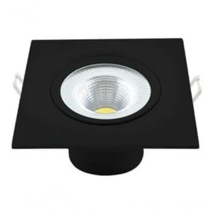 Kit 6 Spot Led 5w Quadrado Embutir Branco Frio 9x9cm Preto