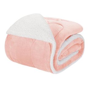 Edredom Solteiro Coberdrom Noruega Sherpa-mantinha 1 Peça - Rosa