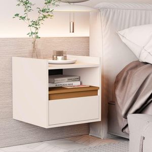 Mesa Cabeceira Suspensa Quarto Minerva Off White Nature
