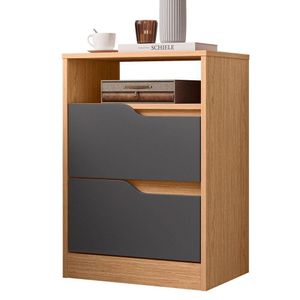 Mesa de Cabeceira 2 Gavetas Sara Flex Freijó Titanium