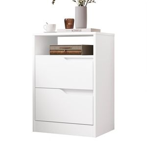 Mesa De Cabeceira Sole 2 Gavetas Flex Branco Fosco - Móveis Albatroz Branco Fosco